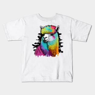 Alpaca Llama Rainbow Graffiti Kids T-Shirt